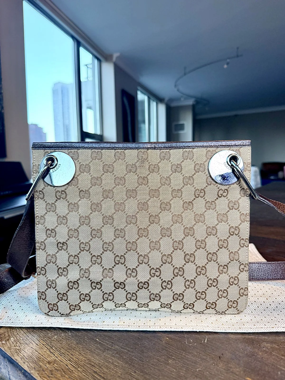 Gucci Canvas Brown Shoulder Bag